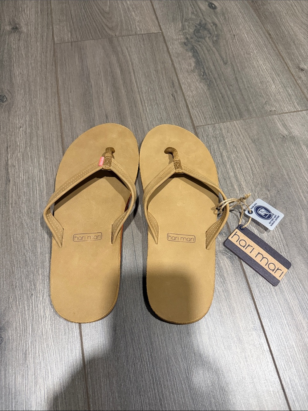 Hari Mari Women's Tan Suede Flip Flop Sandals - Classic Tan